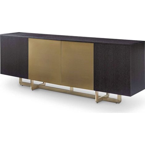 buffet design contemporain 4 portes coloris charbon et laiton - charbon et laiton doré (1/5)