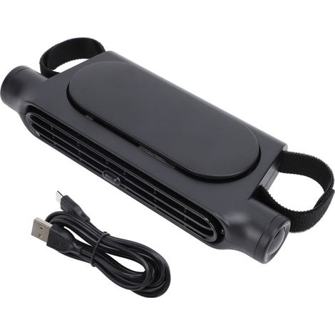 Klingenloser USB-Autositzventilator, verstellbar, 3 Geschwindigkeitsstufen, leise, für die Kopfstütze, ideal für Reisen im Freien (schwarz). (1/5)