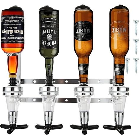 Bar Mural avec doseur de Bar, Support Bouteille 4 Ajustable en Alliage d'aluminium, Distributeur de Shots pour vin (1/5)