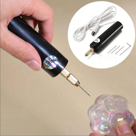 Set de perceuse électrique mini portable, outil rotatif manuel, adapté pour la fabrication de bijoux, le bricolage sur bois, et le perçage de pièces en métal et en bois (1/4)