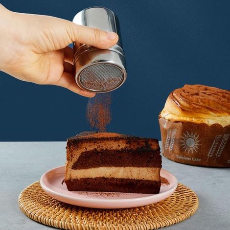 Dosatore per polveri con coperchio, dosatore a maglia fine per lievito in polvere, cacao, amido di mais, caffè, farina, ecc. (2 pezzi) (1/5)