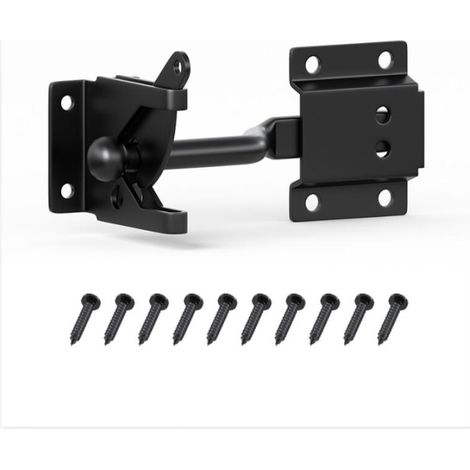 Verrou de Portail Verrouillage automatique Serrure Métal à Boulon Loquet Acier à Gravité Clôture Jardin Noir Vis de Fixation Fournis