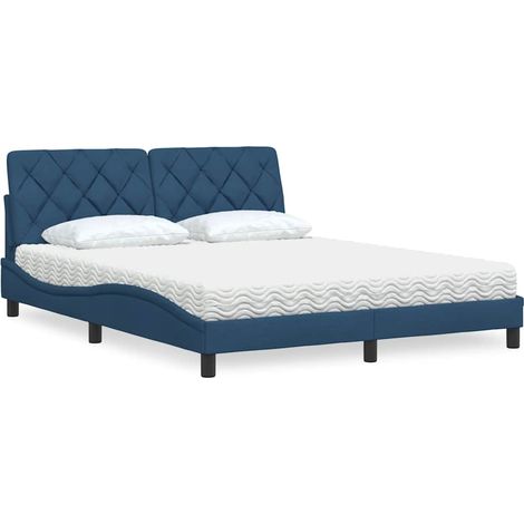 Bett mit Matratze Blau 160x200 cm Stoff (1/5)