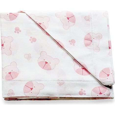 Completo Di Lenzuola Per Bambini Italbaby In Puro Cotone 3 Pezzi 115x173 Cm Rosa