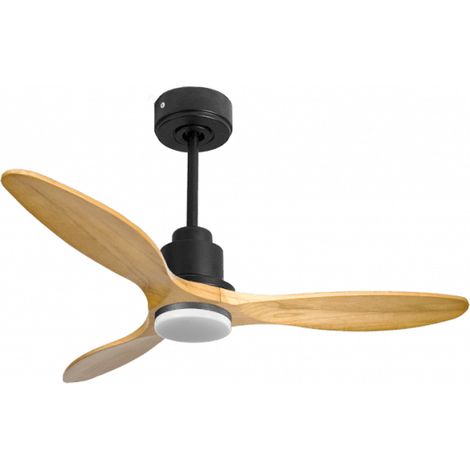 Tenerife de KlassFan-Super destratificateur et ventilateur DC 132 cm  Gris basalte pales bois clair Lumière dimmable 25 à 35 m²