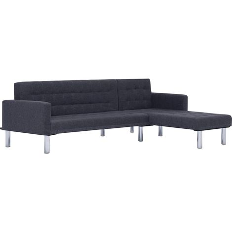 Maison Exclusive - Schlafsofa in L-Form Dunkelgrau Polyester
