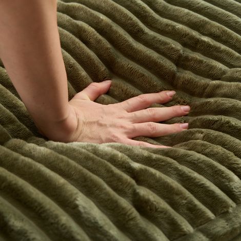 Grand siège rond pour se détendre, canapé-lit sans pieds avec repose-pieds, tissu doux et dossier tissu côtelé, salles de jeux (1/5)