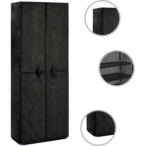 Vidaxl – Armoire à chaussures 10 niveaux noir 60x30x166 cm – Tissu non-tissé – Pour 30 paires – Design léger et compact (1/4)