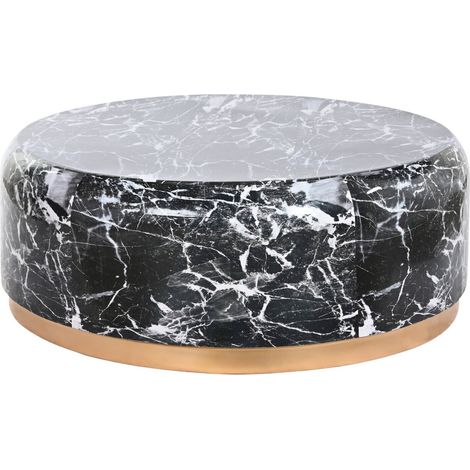 Table basse marbre noir éclat doré pour salon chic - Noir marbré avec bordure dorée (1/5)