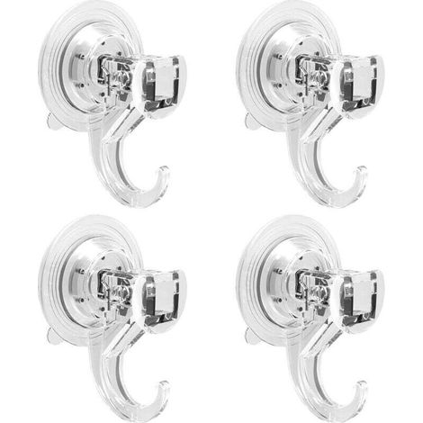 Lot de 4 ventouses avec crochet pour maison, salle de bain, douche, cuisine, maison, verre, crochets pour rideaux pour carrelage, porte douche à suspendre 2 kg transparent