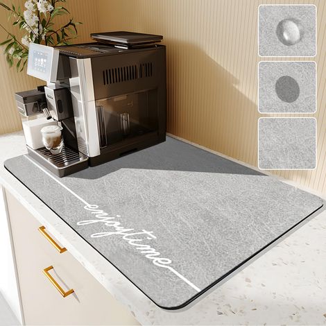 Tapis egouttoir Vaisselle 60x40 cm, Diatomite Tapis Absorbant Vaisselle, Tapis evier Cuisine, Tapis Vaisselle Masque Les Taches, Tapis de Bar pour Cuisine, Machine à café, Ustensiles (1/5)