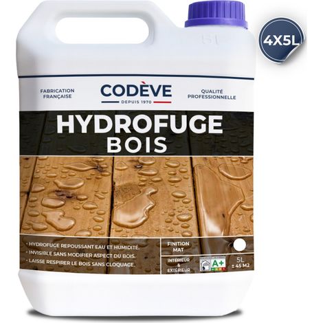 Codève Bois – Hydrofuge bois 20 L – Imperméabilise bois brut et ancien – Barrière invisible pour terrasse, bardage, volet, lambris, meuble