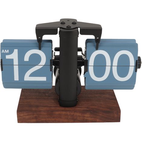 Eosnow Digitale Flip-Down-Uhr, Retro, automatisches Drehen, batteriebetrieben, mechanisch, für Zuhause, Zimmer, Büro, Dekoration, Blau