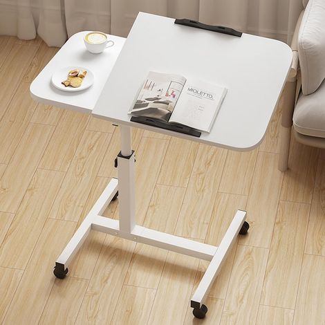 Bureau d’ordinateur mobile – Hauteur réglable, roulettes, plateau inclinable, rebord anti-chute, structure métallique facile à nettoyer – Table d’appoint compacte pour poste de travail, ordinateur ou (1/5)