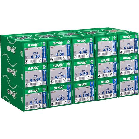 Spax – Kit de bricolage – 5900 vis à filetage partiel tête fraisée – Pour bois dur et teck – Protection anticorrosion WIROX – Fabrication allemande