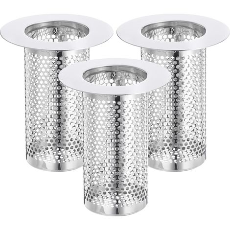 Set di 2 filtri per doccia, filtro a pavimento in acciaio inox da 7,9 x 6,35 cm, raccoglitore di capelli incassato per cucina, bagno, scarico a pavimento del balcone, compatibile con scarichi a pavime (1/5)