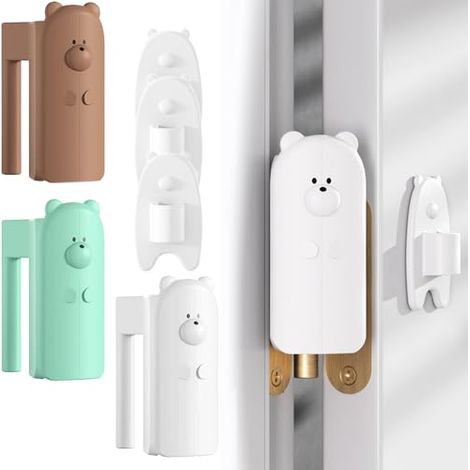 Protection anti-pincement pour charnières de porte en forme d'ours mignon, protège-porte en silicone et butée anti-claquement, dispositif de sécurité pour éviter les pincements de doigts, lot de 3 pou