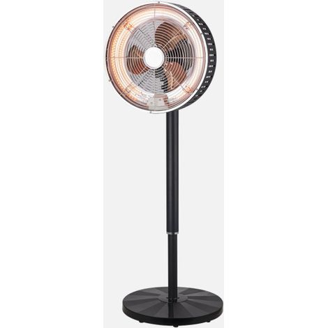 Ventilador Pie 2en1 Practico Negro Frio/calor 3asp 55w/1500w Remoto+protec.seg.temporizador,Regx35x35cm