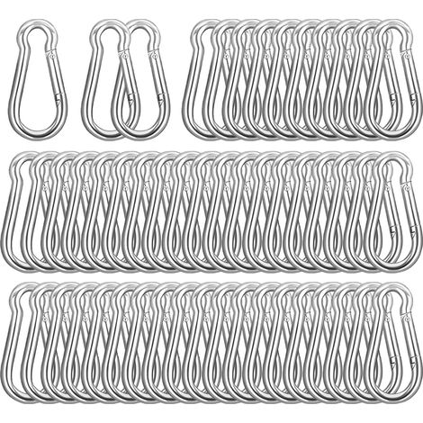 Mousquetons de 6 cm (2,36 po), mousqueton à ressort robuste en acier galvanisé de 6,35 mm (1/4 po), petit mousqueton avec attache rapide de 118 kg (260 lb) pour hamac, laisse pour chien et matériel de (1/5)