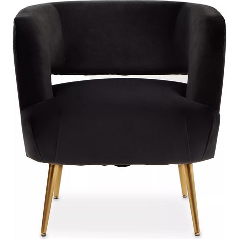 Interiors by Premier Black Velvet Chair with Gold Finish Metal Legs, Backrest Dining Chair, Easy to Clean Armchair (1/5)
