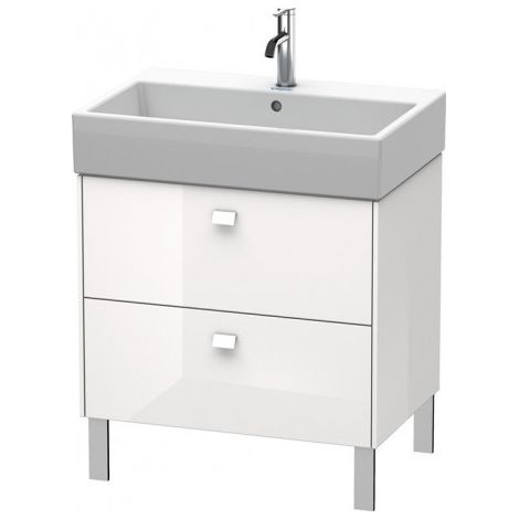 Duravit Meuble sous-lavabo Brioso sur pied 68,4 x 45,9 cm, 2 tiroirs, tiroir supérieur avec découpe pour siphon et tablier, pour lavabo Vero Air 235070, Couleur (avant/corps): Décor blanc brillant, manche blanc brillant - BR443402222