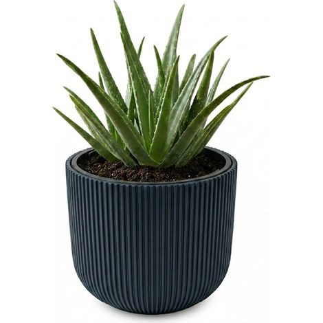 Anthrazitfarbenes Pflanzgefäß mit Behälter, Kollektion MILLY, 23,9 x 23,9 x 19,7 cm, Fassungsvermögen 7 L.