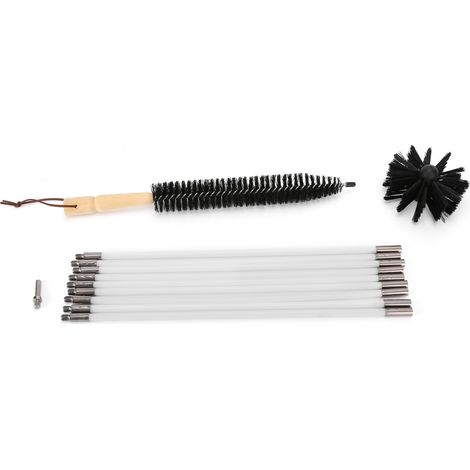 Ensemble Brosse Ramonage Nylon - Nettoyage Conduit Sèche-Linge - Poignée Bois Réglable 6 Mètres - Kit 5 Pièces (1/5)