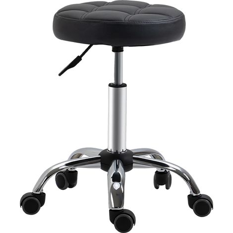 Taburete giratorio, altura regulable, asiento acolchado, negro. (1/2)