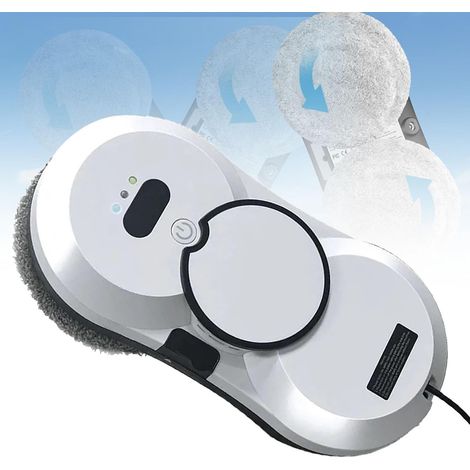 Robot lave-vitres intelligent, système de double pulvérisation d'eau avec technologie anti-obstruction, détection intelligente des bords et planification de parcours (blanc) (1/5)