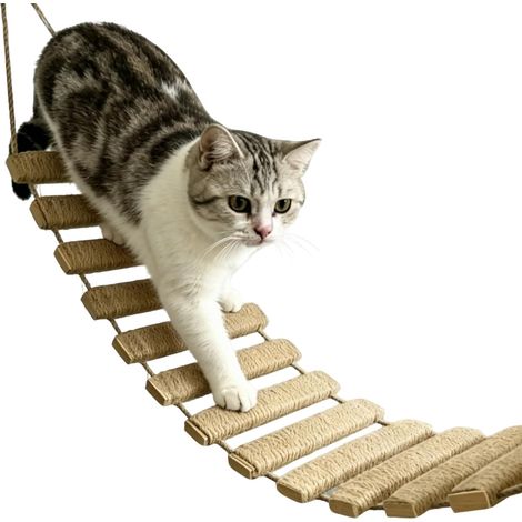 Échelle pour chat - 150 cm - 3 en 1 - Chevalet mural en bois et corde en (1/5)