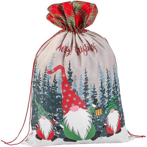 1 sac cadeau à motif de gnome de Noël et de sapin de Noël-70x49cm-Colorful