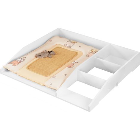 WOLTU Wickelaufsatz mit Tiefe 47,5-50 cm Breite ab 80 cm, Wickelauflage für Kommode mit Trennfach, mit Sicherheitsgurt, 80x13,5x74,5 cm, Weiß (1/5)