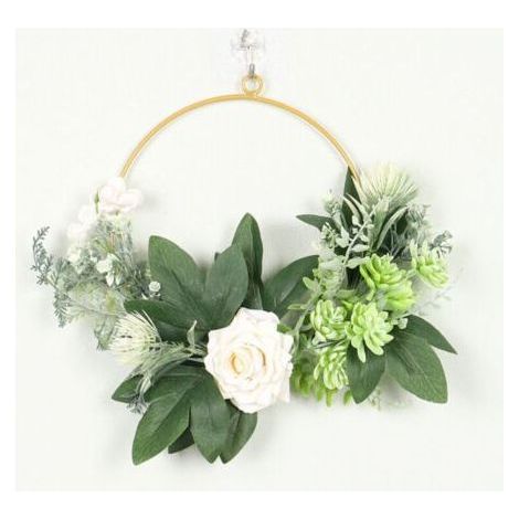 Dekorativer Kranz mit Metallringen – 30 cm – Rund – Eukalyptus-Wandkranz – Für den Außenbereich, Hochzeiten und als Dekoration – Grün