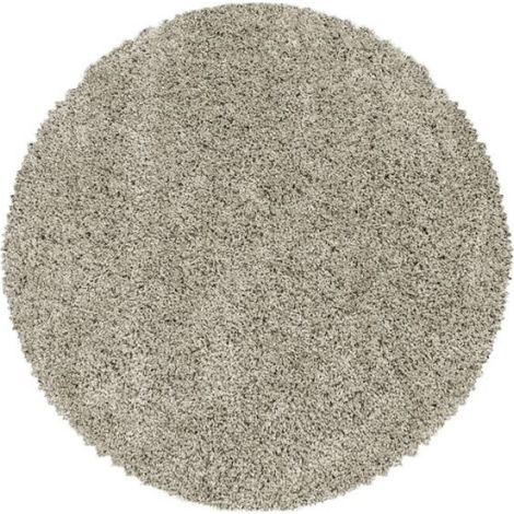 Carpetsale24 Uni Tapis de Salon Shaggy Uni Tapis Nature 120 cm Rond Chambre Tapis Poil Long Moelleux et Doux (1/4)