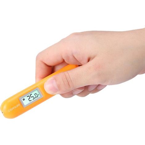 Industrielles Infrarot-Thermometer in Stiftform mit Datenhaltefunktion, Messbereich -50°C bis 220°C, berührungslose Temperaturmessung. (1/5)