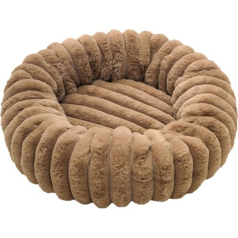 Donut-Bett für Hunde und Katzen, erhöhter Rand, weicher Plüsch, rutschfeste Unterseite, für den Innenbereich (1/5)