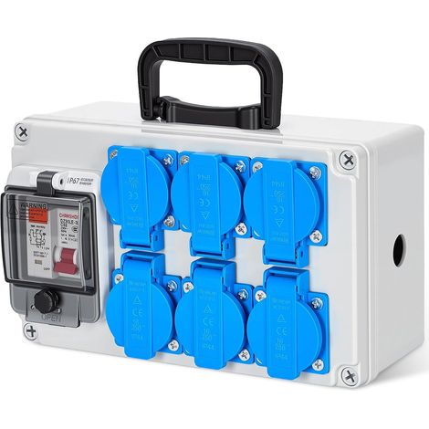 Coffret de chantier 16A IP67 avec 6 prises Schuko (1/5)