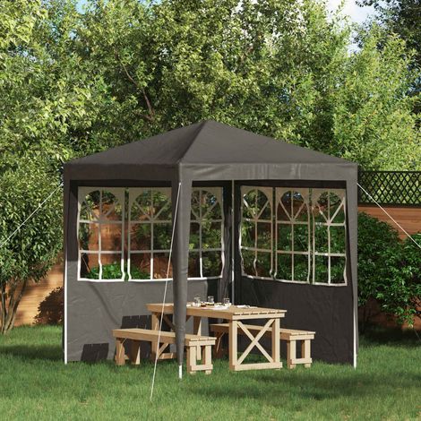 vidaXL Party Tent Sidewall 2 pcs 200 x 195 cm Anthracite PE and Steel