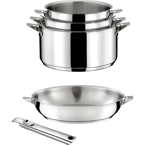 Eclipse - Lot 5 pièces - Casseroles 16, 18 et 20cm, Poêle 24cm inox et poignée