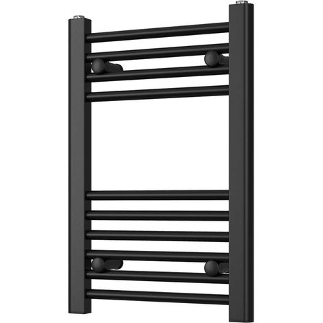 Zennor - Black Heated Towel Rail - H600mm x W400mm - Straight (1/3)
