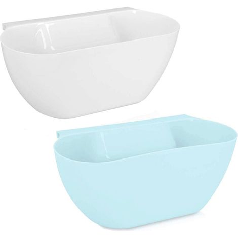 Bac collecteur pour déchets de Cuisine à accrocher - Jeu de 2 poubelles pour déchets organiques - Poubelle en blanc bleu (1/5)