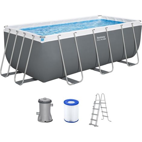 TRADE SHOP - Piscina Rettangolare Steel Pro Max Con Struttura Acciaio Pompa Filtro 412x201x122cm 56456 - (1/5)