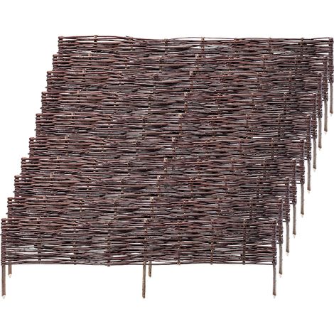 Palisade de jardin, osier naturel, assemblage facile, Marron (1/5)
