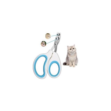 Coupe Griffes Chat, Professionnel Coupe Ongle Chat, avec Sécurité Positionnement Trou, Coupe Griffe Lapin Pour Chatons, Lapins, Cobayes, Oiseaux, Chiots, Et Petits Animaux (Double trou, Bleu)