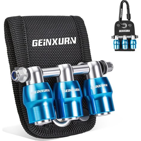 Porte-embout de tournevis avec ceinture, pour embouts universels avec tige hexagonale de 1/4", changement rapide, robuste, portable, rallonge d'embout bleu (1/5)