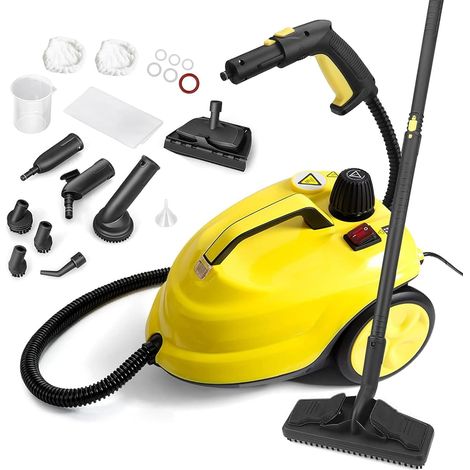 Nettoyeur Vapeur,Nettoyeur Vapeur Polyvalent de 2000W avec Réservoir d'Eau 2L,Nettoyeur à Vapeur Manuel Pression 5 Bar,Balai Vapeur à Roulettes pour Matelas, Canapé, Carrelage, Sol, Fenêtre, Voiture (1/5)