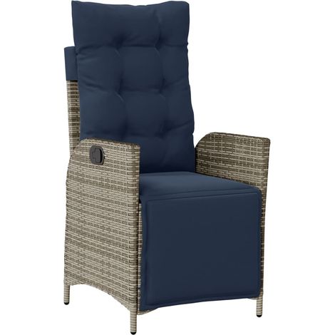 Reclining Garden Chair with Footrest Grey Poly Rattan vidaXL (1/5)