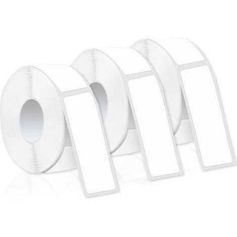 Lot de 3 rouleaux d'étiquettes thermiques autocollantes 12 x 40 mm Étiquettes thermiques imperméables Ruban d'étiquettes autocollant Papier d'impression d'étiquettes adapté pour la maison, le burea (1/5)