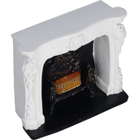 Cheminée LED de style rococo pour maisons de poupées, commande par interrupteur simple, portable, en résine, échelle 1:12, décoration miniature pour maisons de poupées. (1/5)