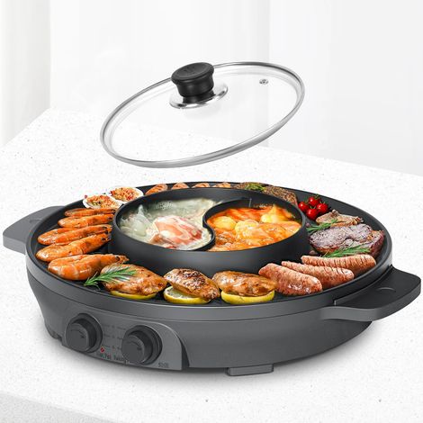 Parrilla eléctrica 2 en 1 con control de temperatura, fácil de limpiar. (1/5)